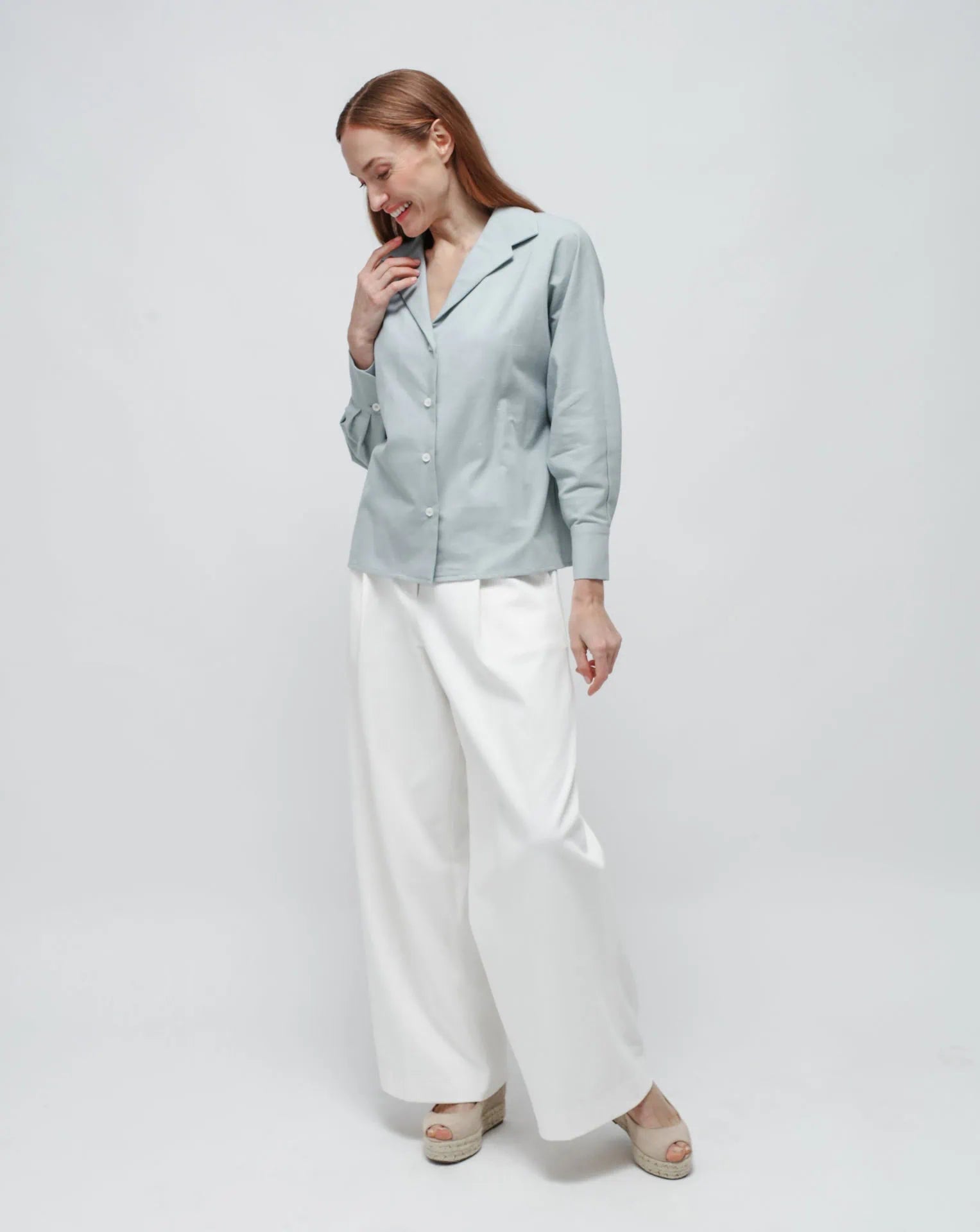 Sky Blue Bowling Linen Shirt