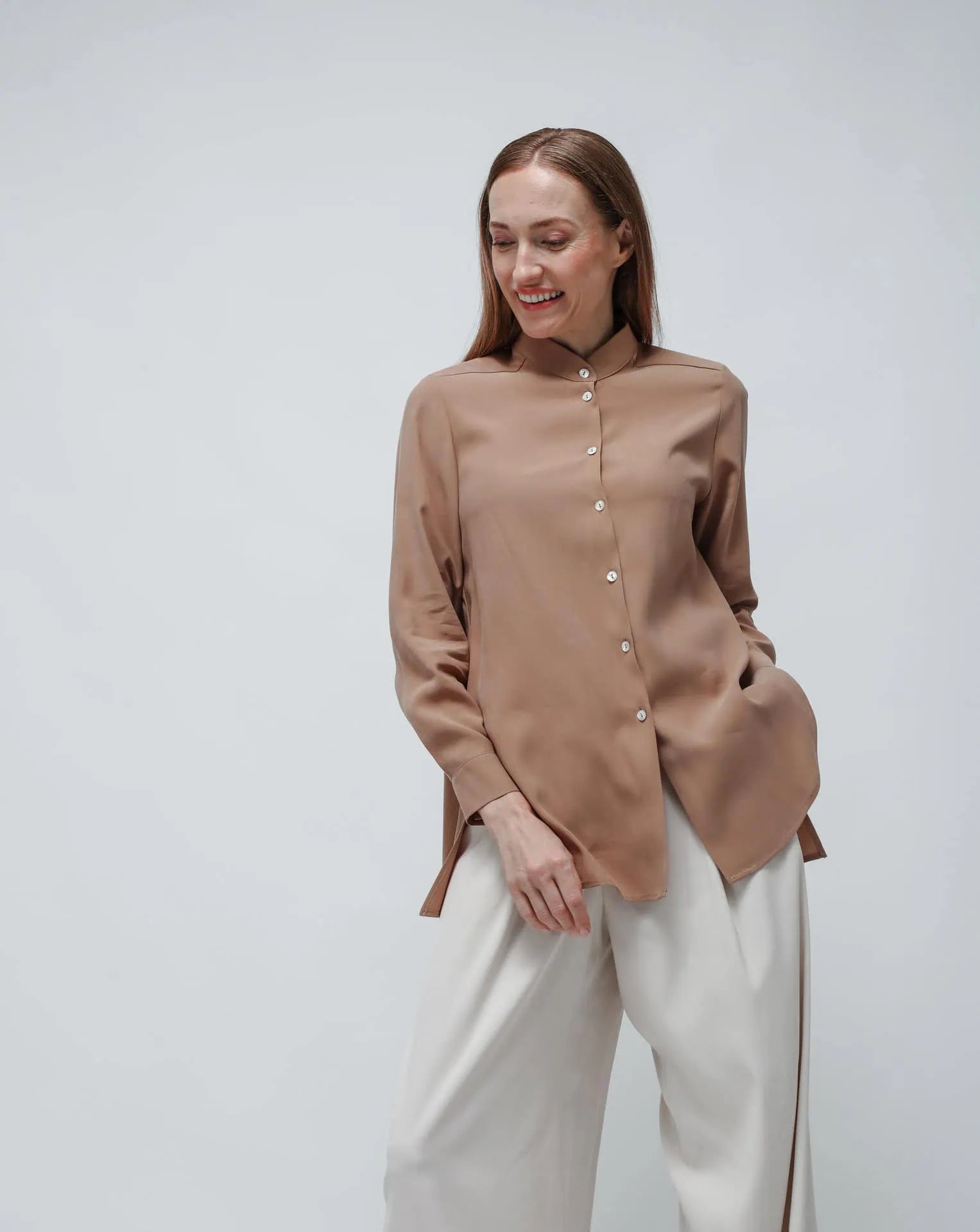 Beige cupro woman's shirt