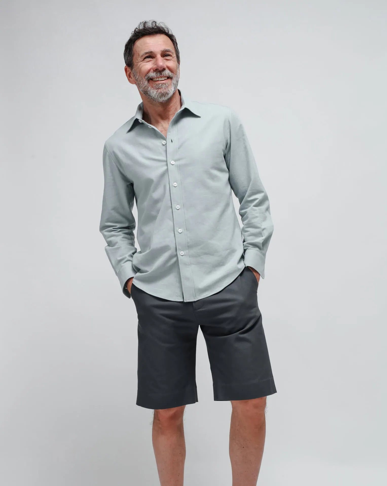 Men's Grey Shorts in Gabardine