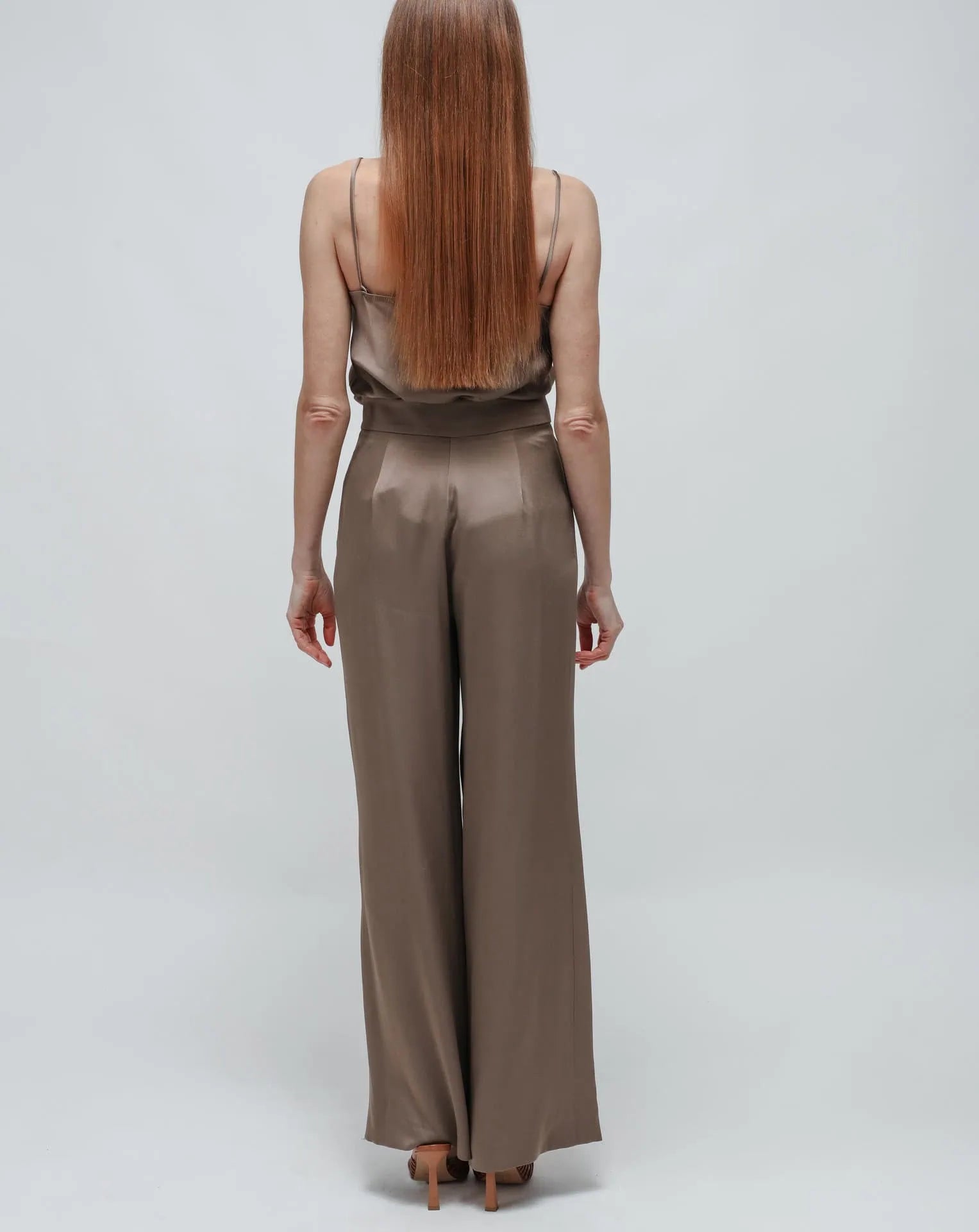 Satin Pants in Olive Green