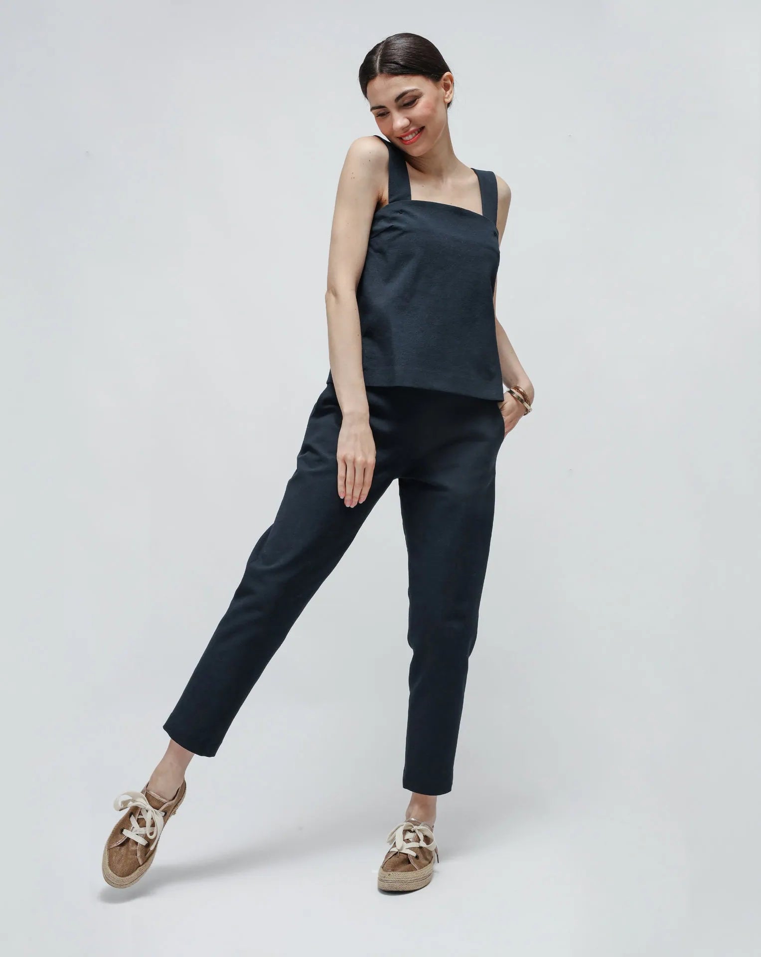 Pantalones de lápiz azul delgado