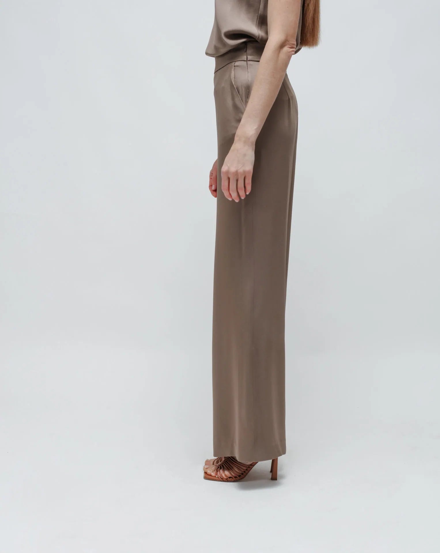 Satin Pants in Olive Green