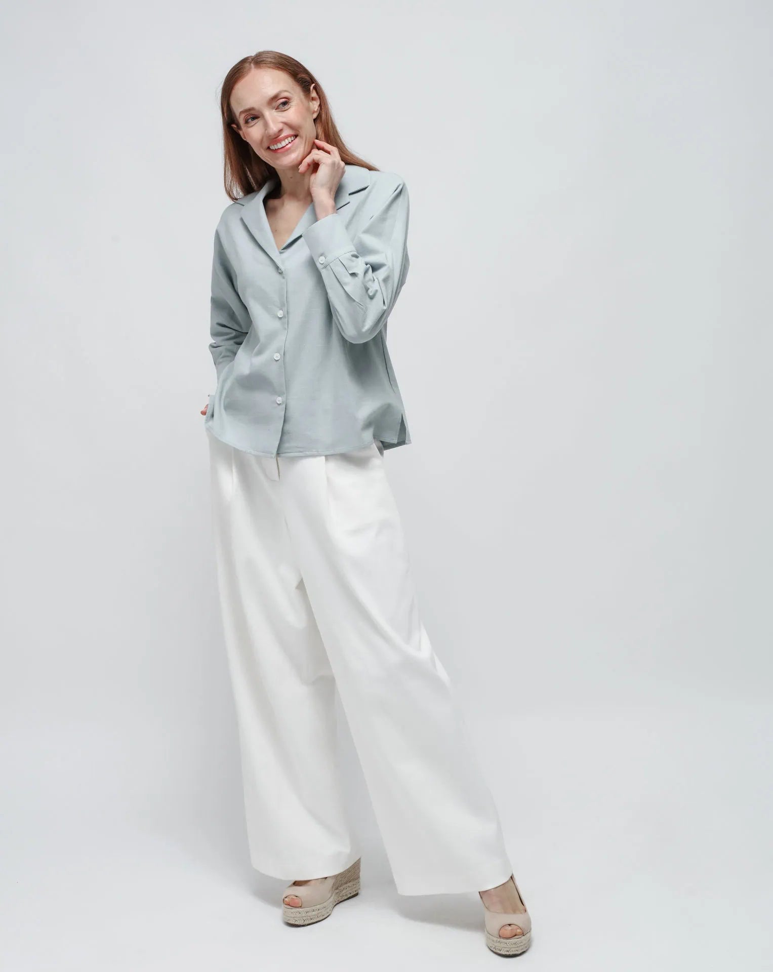 Sky Blue Bowling Linen Shirt