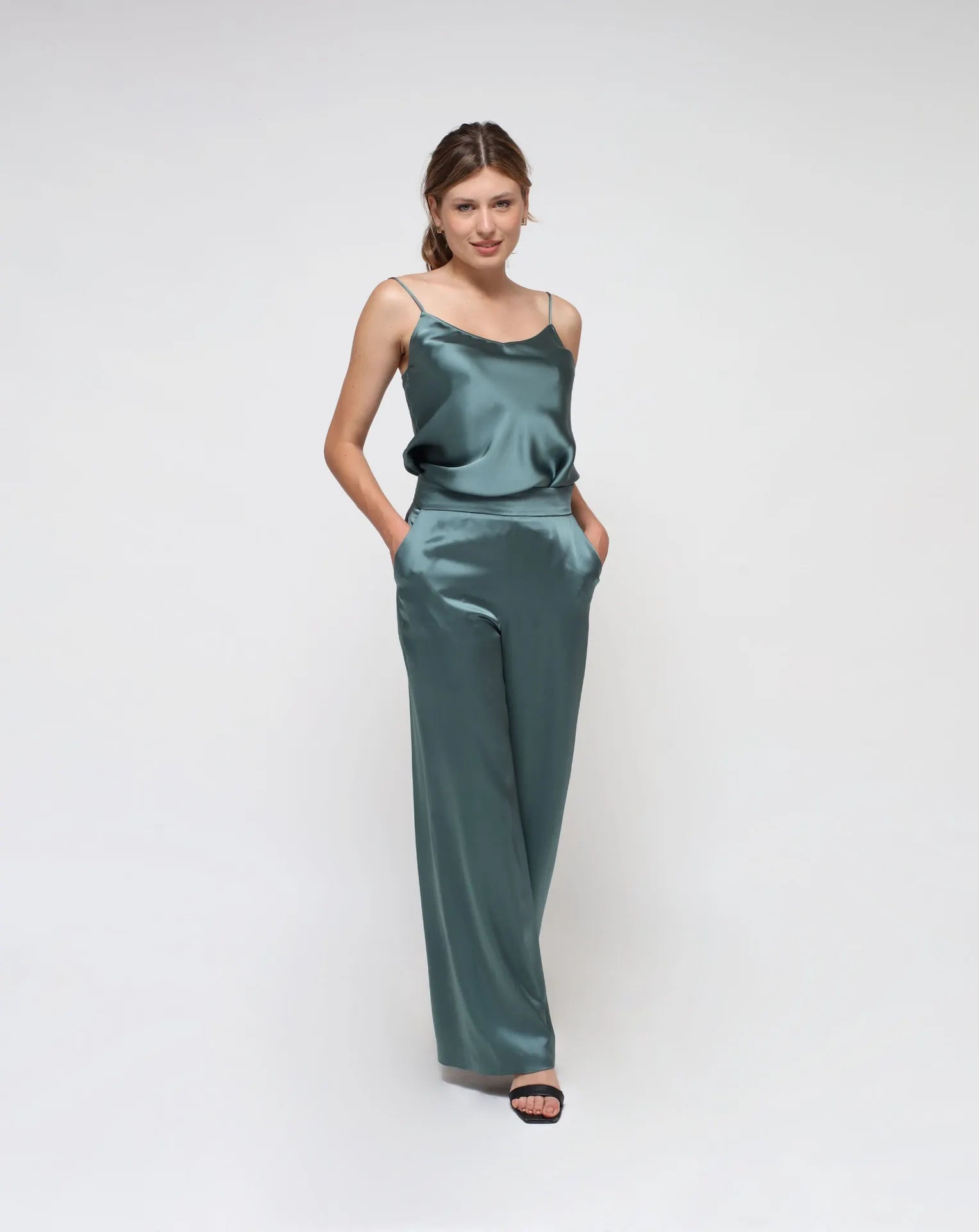 Green Satin Lingerie Top