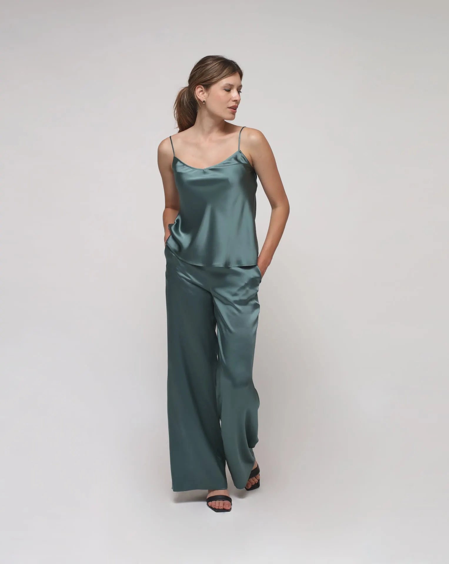 Green Satin Lingerie Top