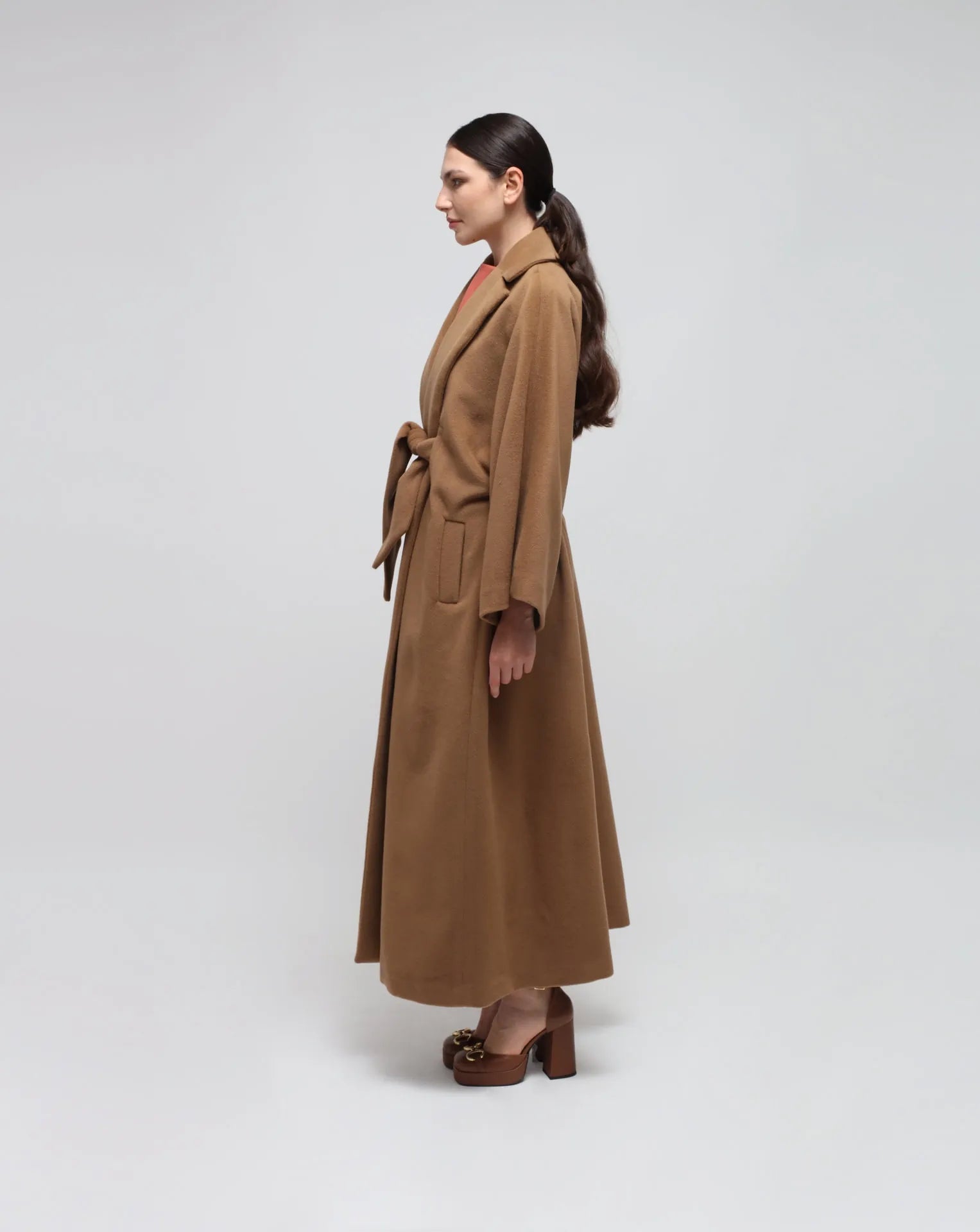 Cappotto di kimono lungo cammello