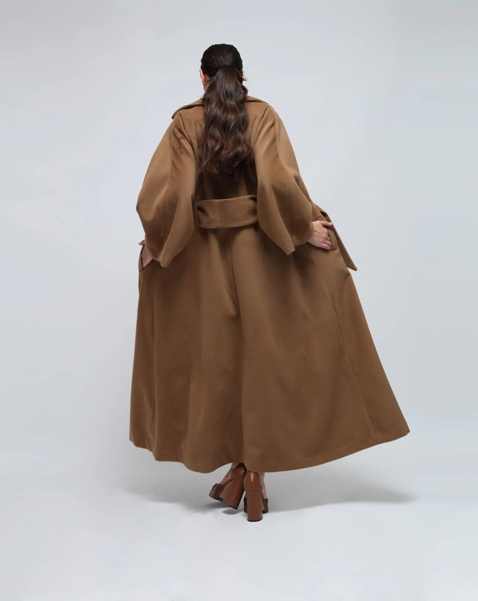 Cappotto di kimono lungo cammello