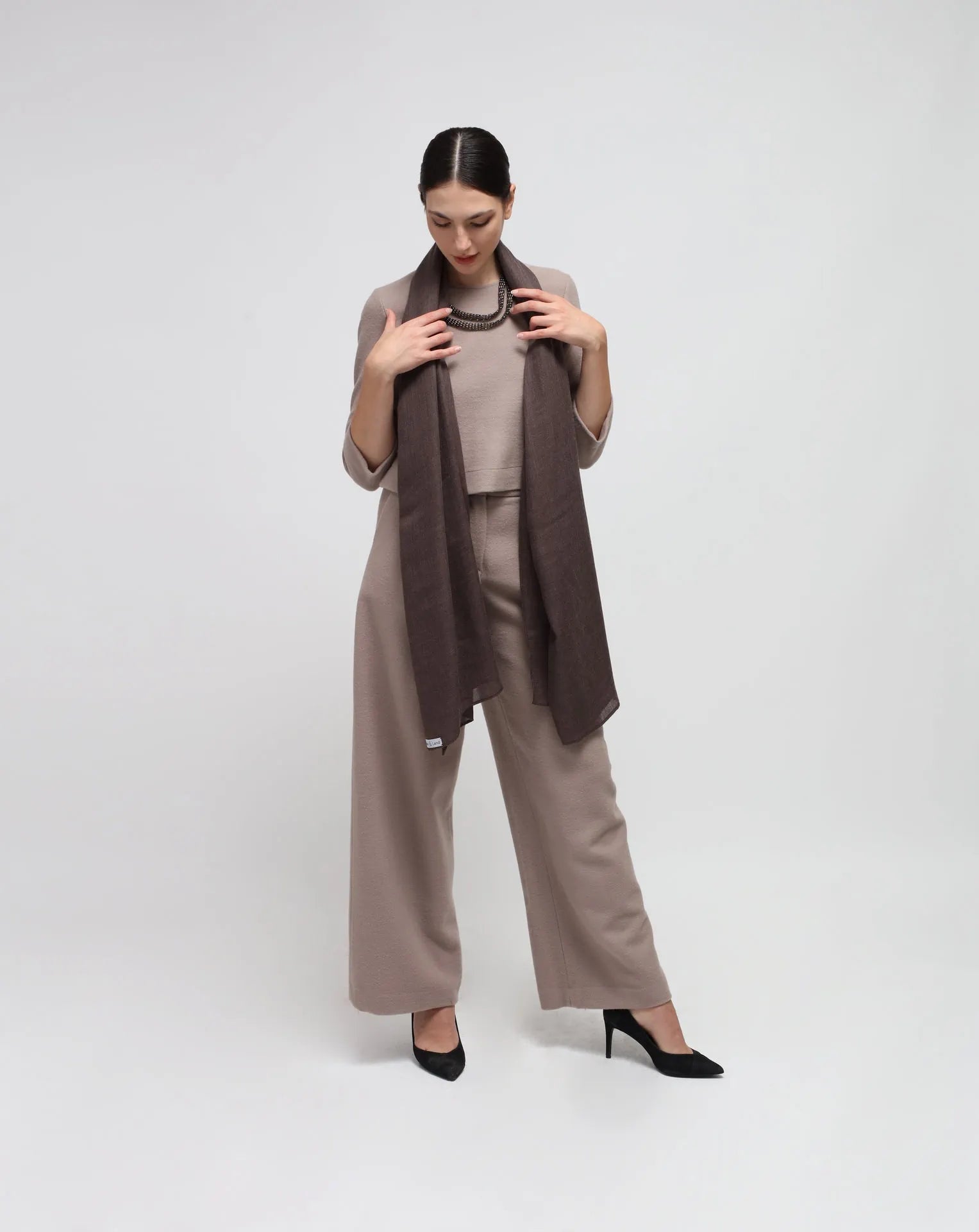Grey Wool Flared Top