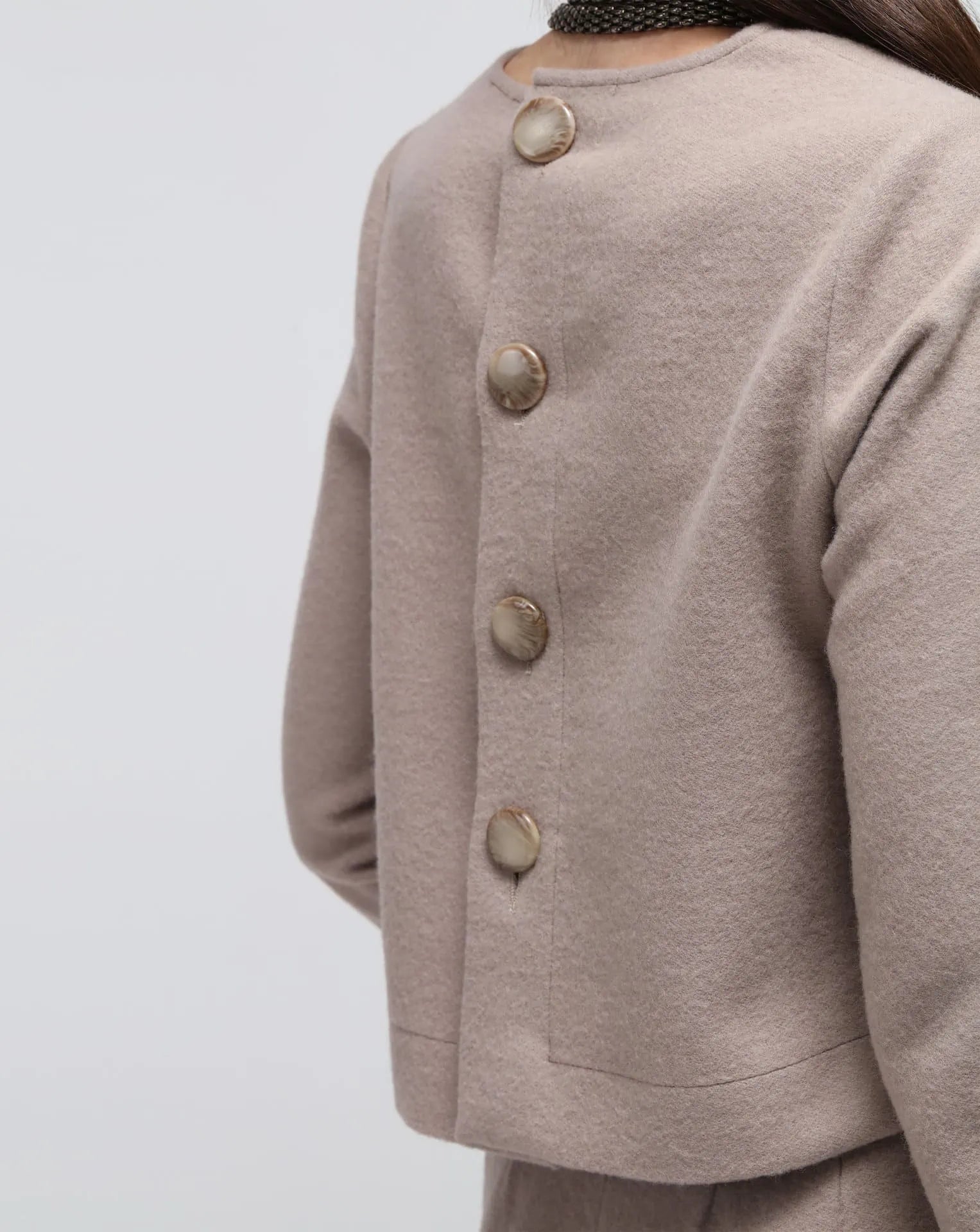 Grey Wool Flared Top