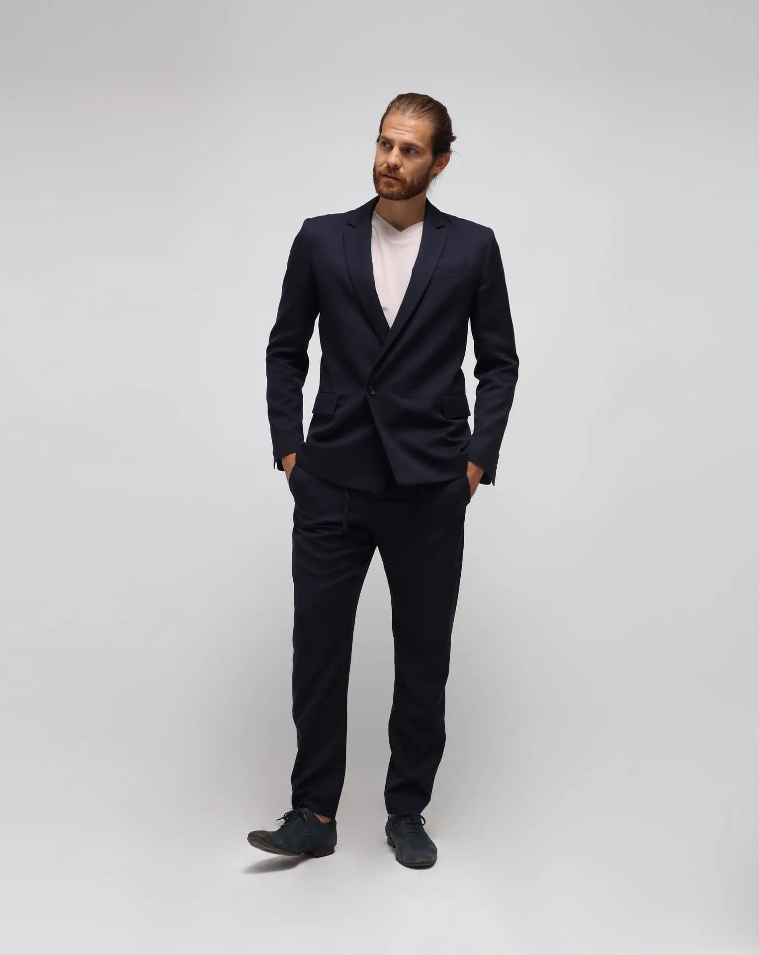 Blue double-breasted suit