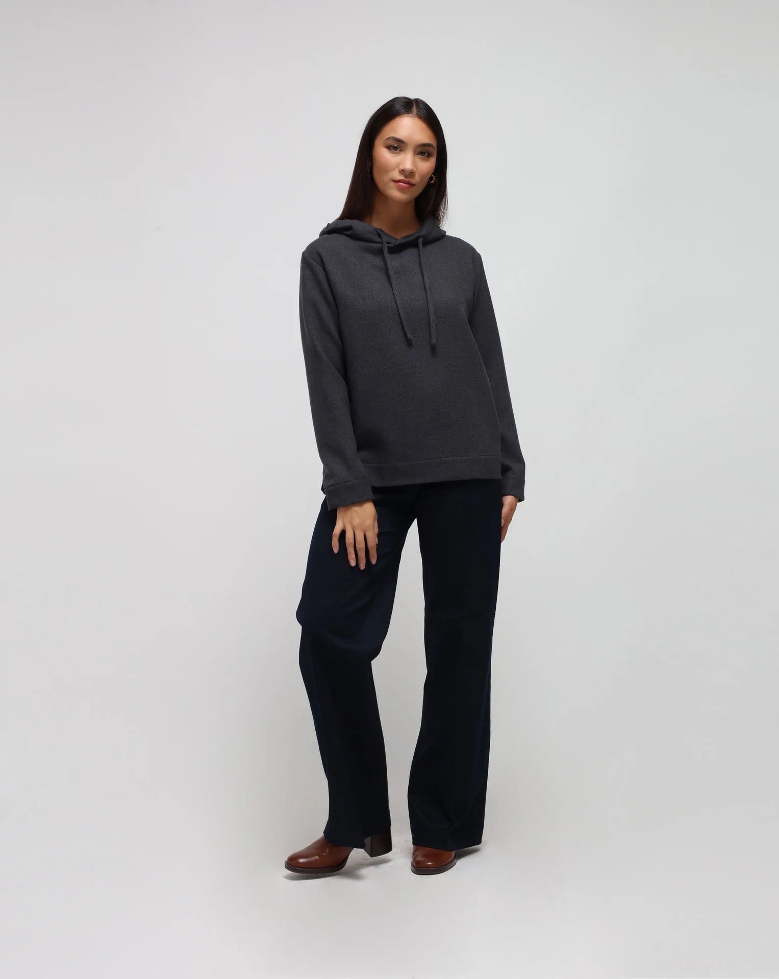 Sudadera con capucha gris de cachemir mixta