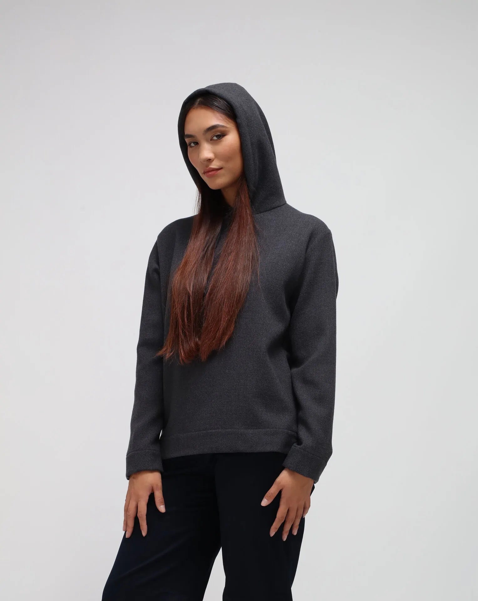 Sudadera con capucha gris de cachemir mixta