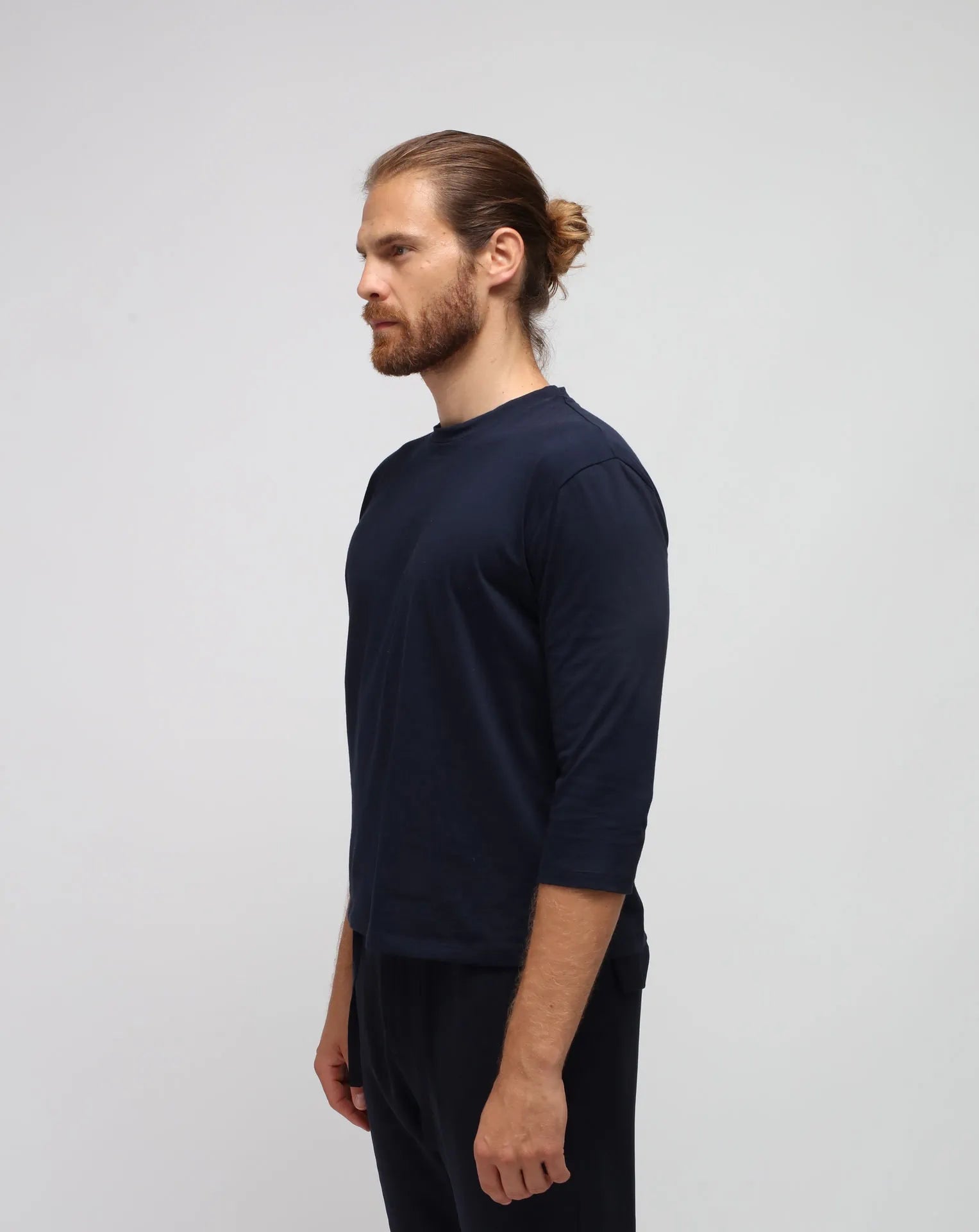 Blue Crew-neck ¾ Length T-Shirt