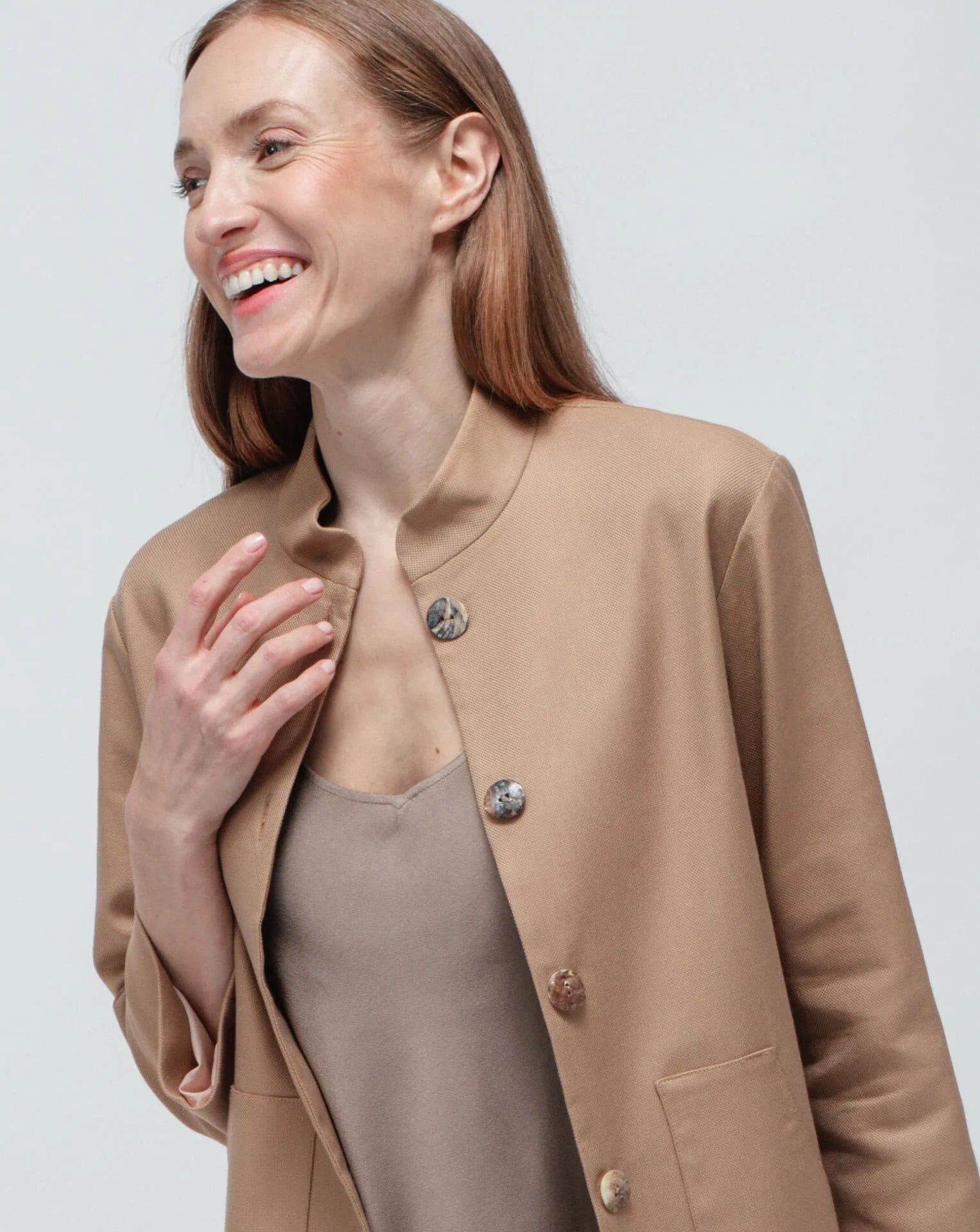 Chaqueta de cárdigan coreano en bronce tejido
