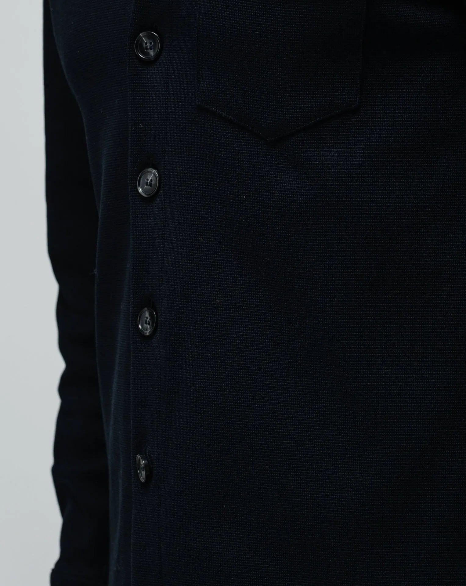 Navy Blue Korean Shirt-Jacket in Punto Milano