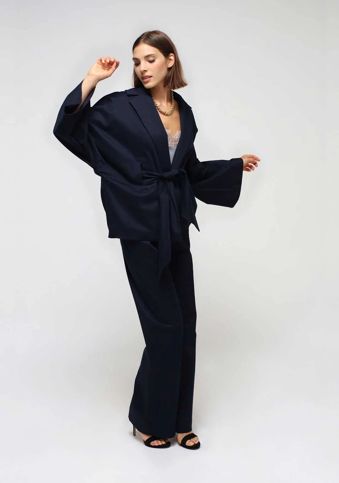 How to Wear a Kimono Jacket: 7 Refined Ways. The H&L Blue Kimono Jacket.