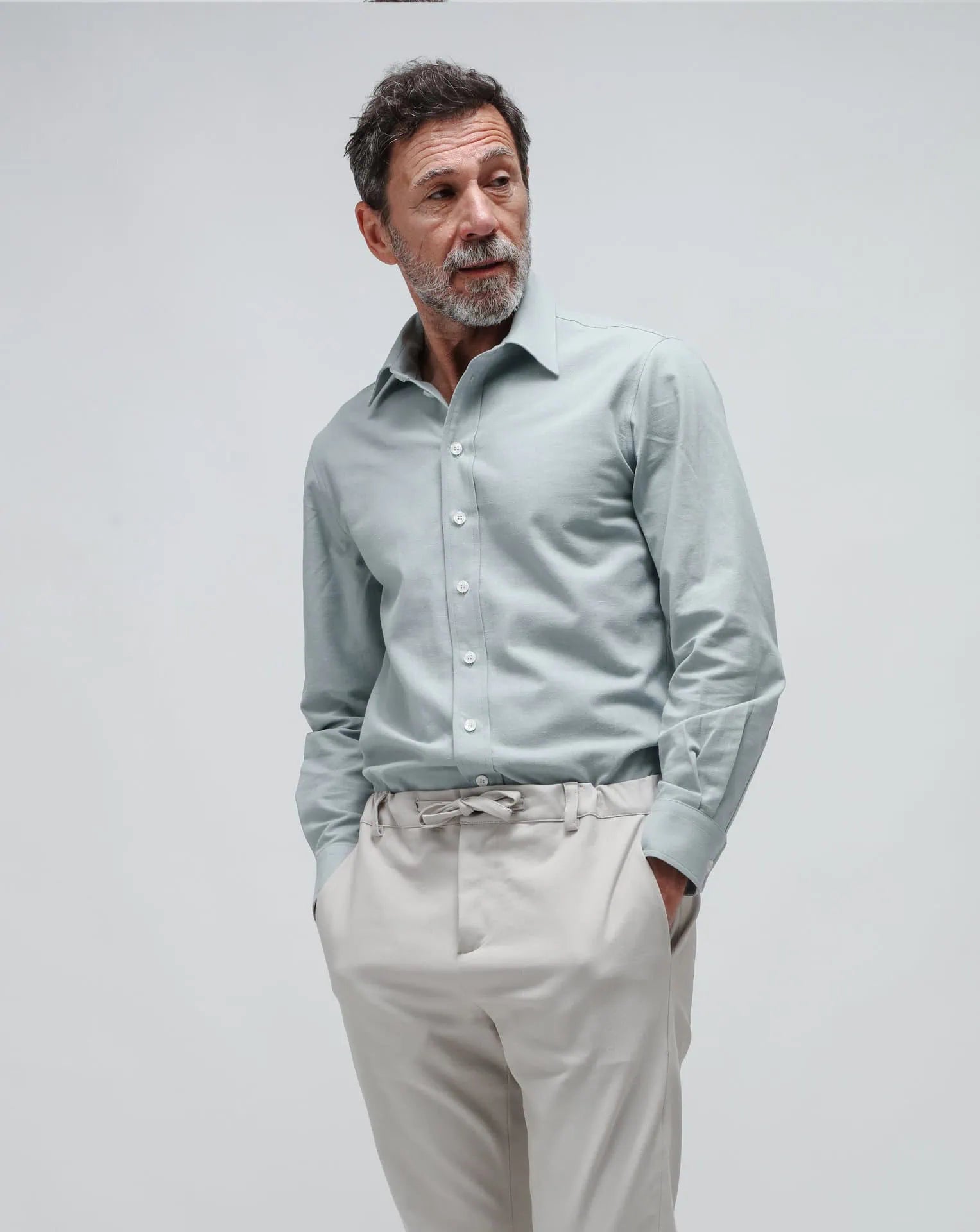 Men's Light Blue Linen Shirt