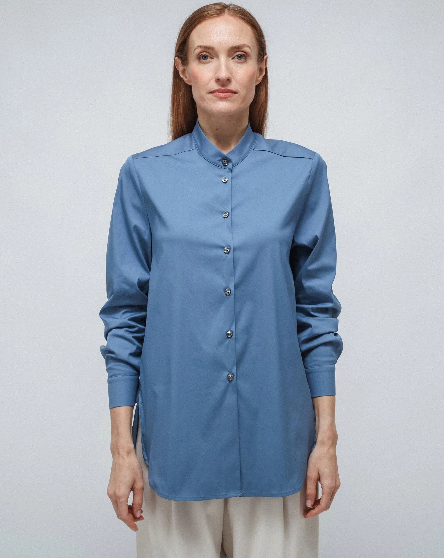 Light Blue Long Korean Shirt