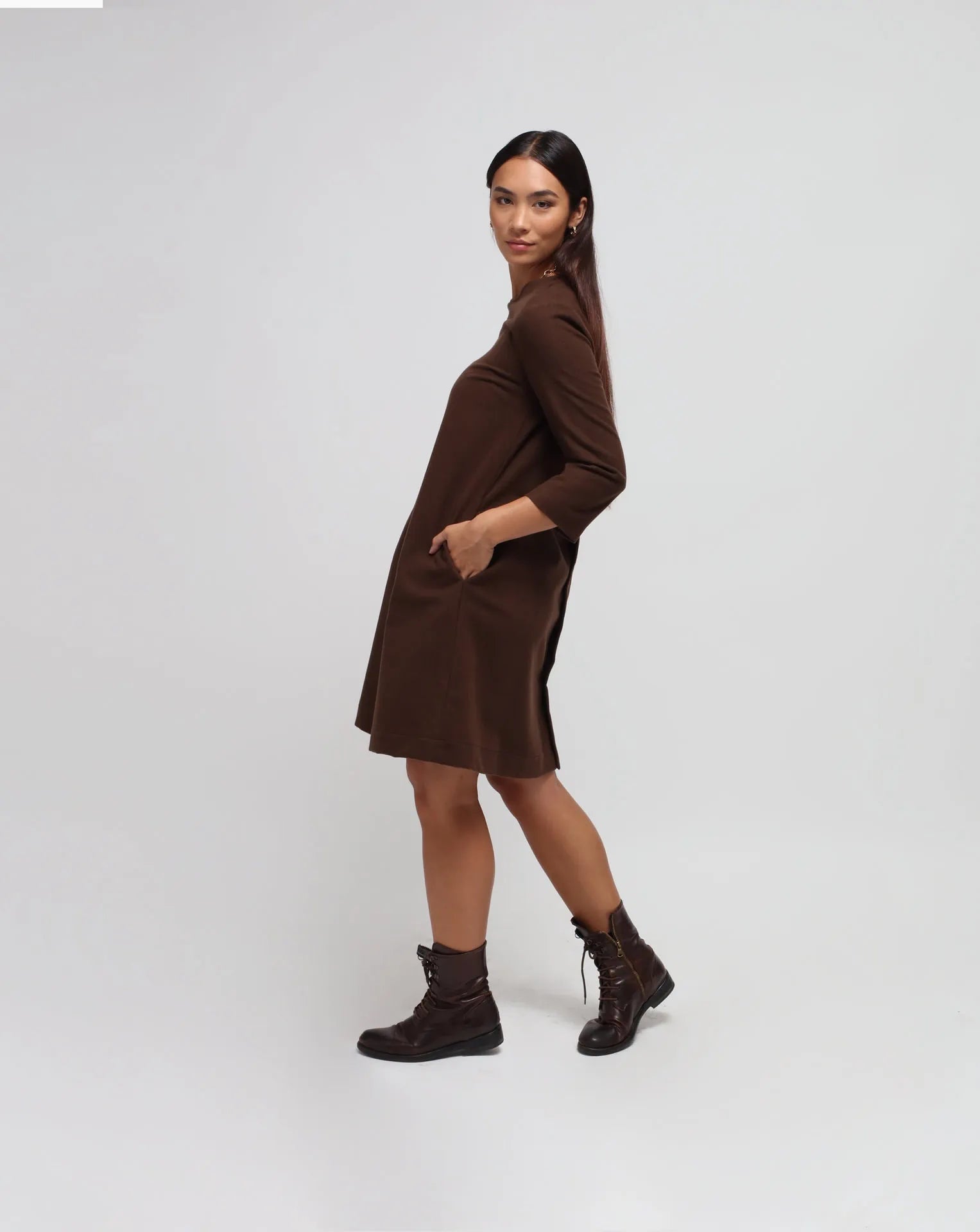 Flared Dress in Brown