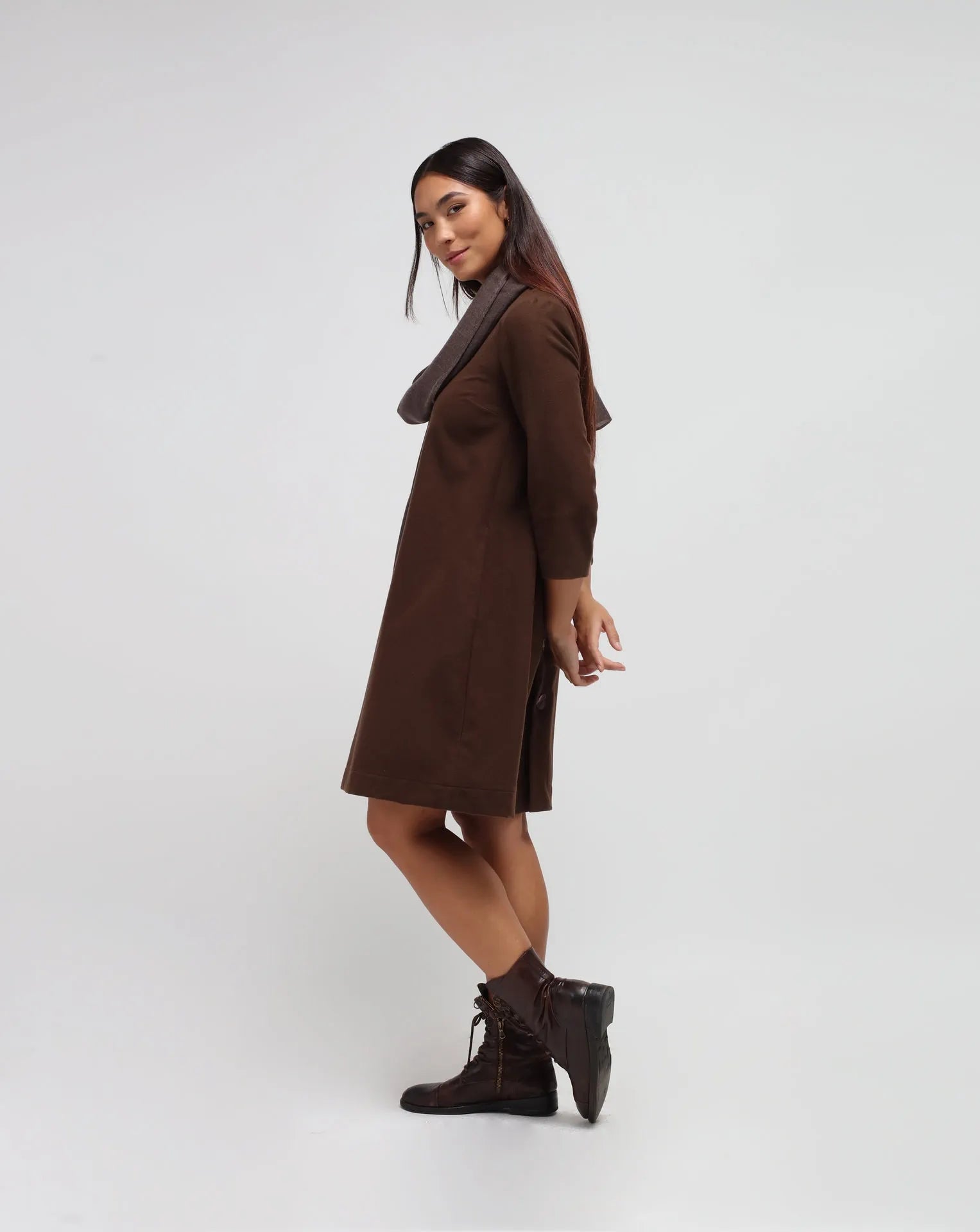 Flared Dress in Brown
